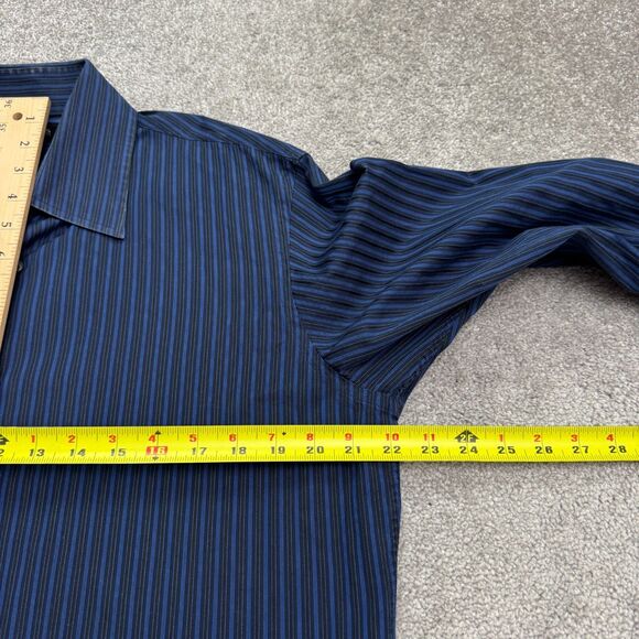 Hugo Boss Dress Shirt Mens 15.5 32/33 Navy Blue Striped 100% Cotton Workwear - Picture 15 of 16